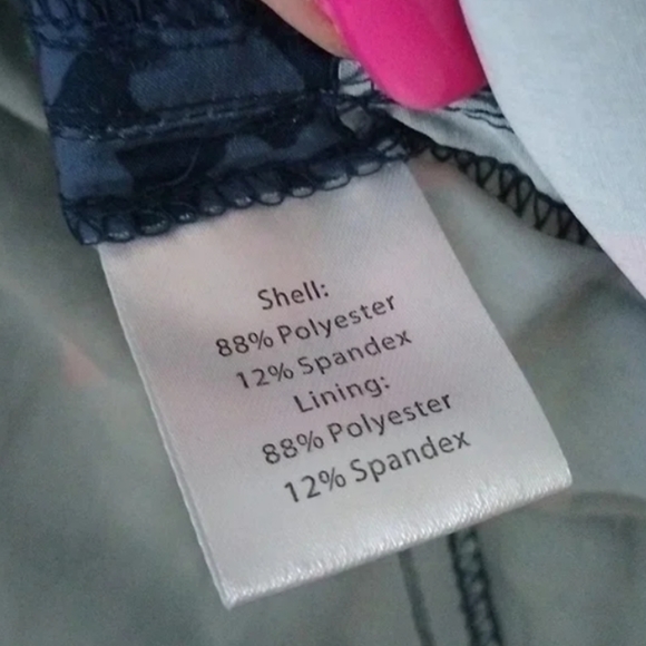 NWOT Sahalie Athletic Skirt Skort Shorts blue with hot pink floral design - Picture 9 of 9